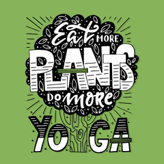 Yoga lettering illustration typographic poster Meditation lettering