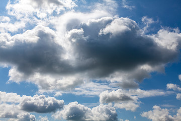 Dramatic clouds against the blue sky