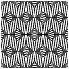 Seamless monochrome vector graphic of art deco design with a tessellation of pentagons and diamond shapes.