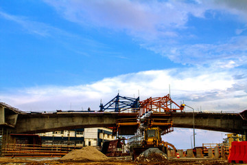 Fototapeta na wymiar the crane on construction site
