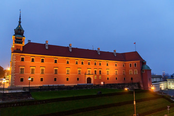 Fototapeta na wymiar Royal Castle in Warsaw at night. Poland