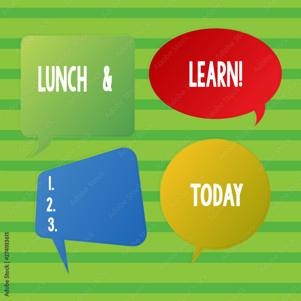 Poster conceptual hand writing showing lunch and learn. concept meaning defiend as seminar offered during f