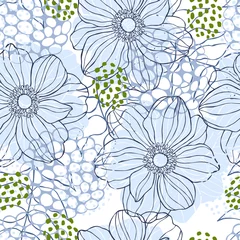 Foto op Plexiglas Floral background. Seamless vector pattern with hand drawn flowers © rraya