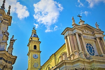 Fototapeta na wymiar Twin churches of Chiese di San Carlo e Santa Cristina, Turin, Italy 