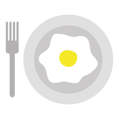 dish and fork with egg fried