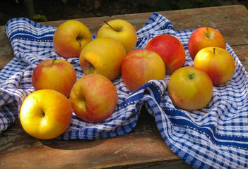 Fototapeta na wymiar Still life photography of apples on wooden table