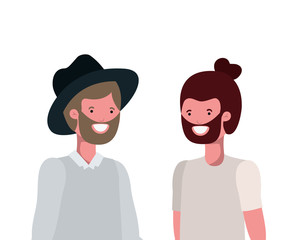 young men in white background