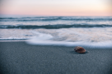 Sea landscape at sunset on the coast