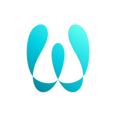Simple initial letter W logo design with splash water shape
