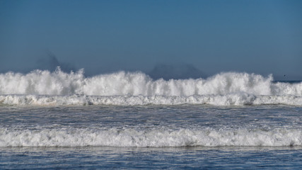Atlantic ocean waves crashing on Agadir beach, Morocco