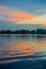 Scenic sunset over the river