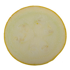half of yellow zucchini isolated on white background