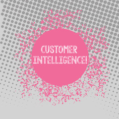 Text sign showing Customer Intelligence. Business photo text process of analyzing information regarding customers Disarrayed and Jumbled Musical Notes Icon Surrounding Blank Colorful Circle