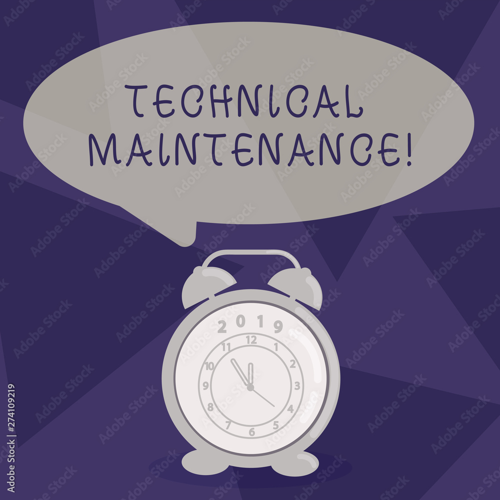 Poster writing note showing technical maintenance. business concept for functional checks or replacing of n