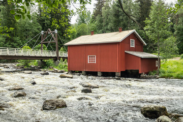 Old mill, dam and threshold on the river Jokelanjoki, Kouvola, Finland