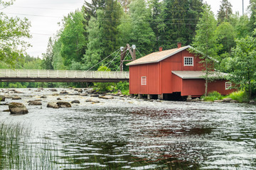 Old mill, dam and threshold on the river Jokelanjoki, Kouvola, Finland