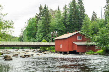 Old mill, dam and threshold on the river Jokelanjoki, Kouvola, Finland
