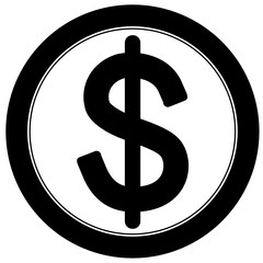 Dollar icon in round circle vector.