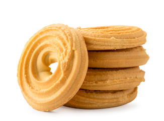 Shortbread butter cookies close-up on a white. Isolated.