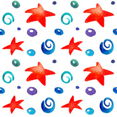 Hand drawn simply sea summer pattern for decorative design.