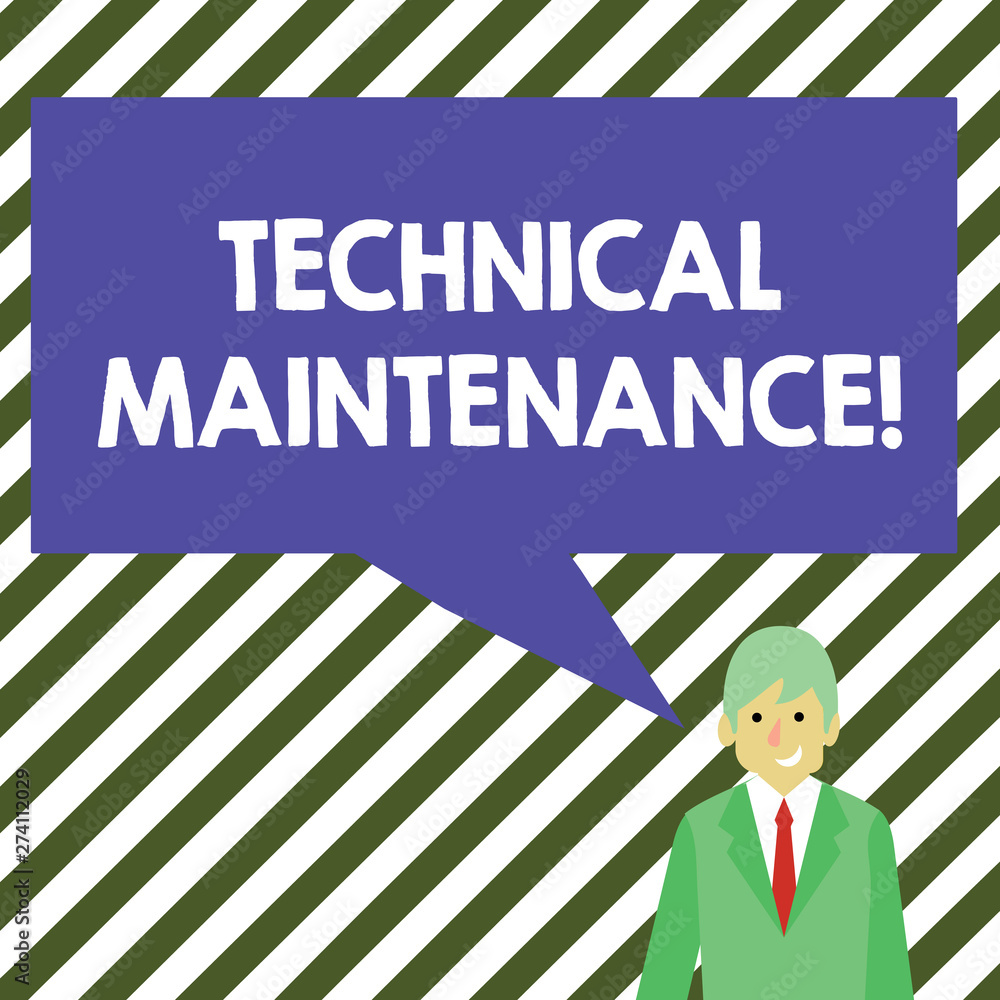 Poster word writing text technical maintenance. business photo showcasing functional checks or replacing of