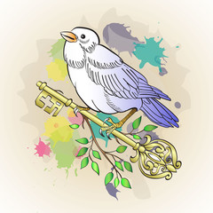 bird on a key-branch