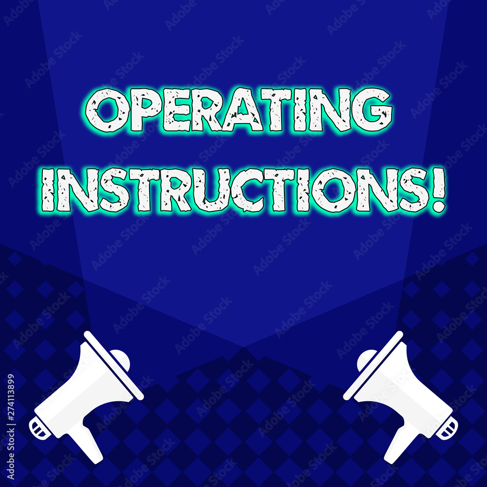 Poster writing note showing operating instructions. business concept for full information on how something 