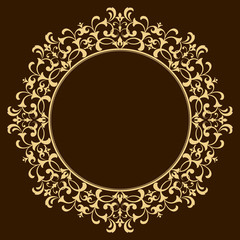 Decorative frame Elegant vector element for design in Eastern style, place for text. Floral golden border. Lace illustration for invitations and greeting cards.