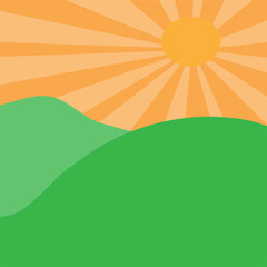 Obraz premium Green hills on a warm summer day