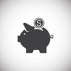 Piggy bank icon on background for graphic and web design. Simple illustration. Internet concept symbol for website button or mobile app