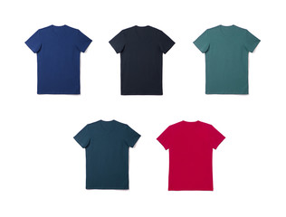 Mockup of a template of a color men's t-shirts on a white background