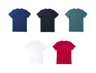 Mockup of a template of a color men's t-shirts on a white background