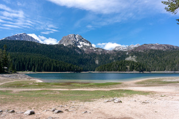 Natural landscape. Mountain lake. View on Black lake in National park Durmitor. Montenegro.