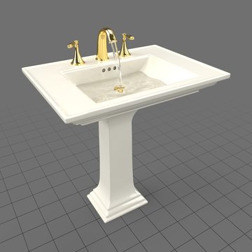 Water flowing in bathroom sink