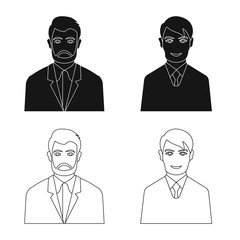 Isolated object of hairstyle and profession sign. Collection of hairstyle and character stock symbol for web.