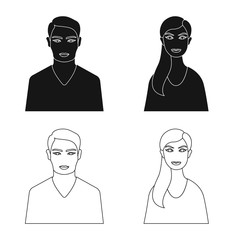 Vector design of hairstyle and profession sign. Set of hairstyle and character stock symbol for web.