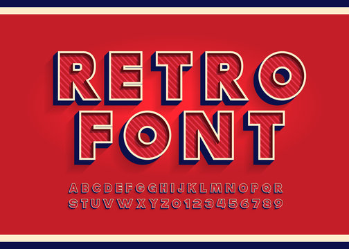 Vector of stylized retro font and alphabet.
