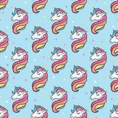 Unicorn seamless pattern - hand drawn vector illustration