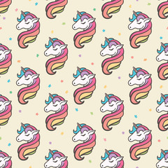 Unicorn seamles pattern - hand drawn vector illustration