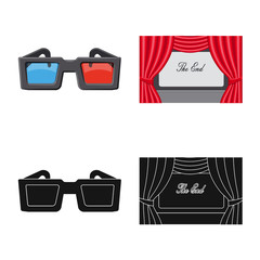 Vector design of television and filming sign. Collection of television and viewing stock vector illustration.