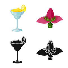 Vector design of natural and vegetarian logo. Collection of natural and eating stock vector illustration.