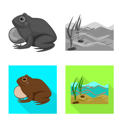 Isolated object of wildlife and bog logo. Collection of wildlife and reptile stock symbol for web.