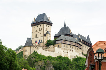 Fototapeta na wymiar Karlstein castle view. Czech Republic.
