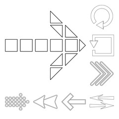 Isolated object of element and arrow symbol. Collection of element and direction stock symbol for web.