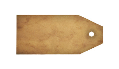 One brown paper label tag isolated on white
