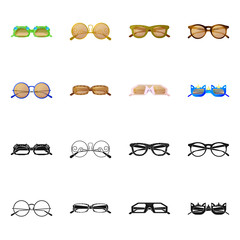 Vector design of glasses and sunglasses logo. Collection of glasses and accessory vector icon for stock.