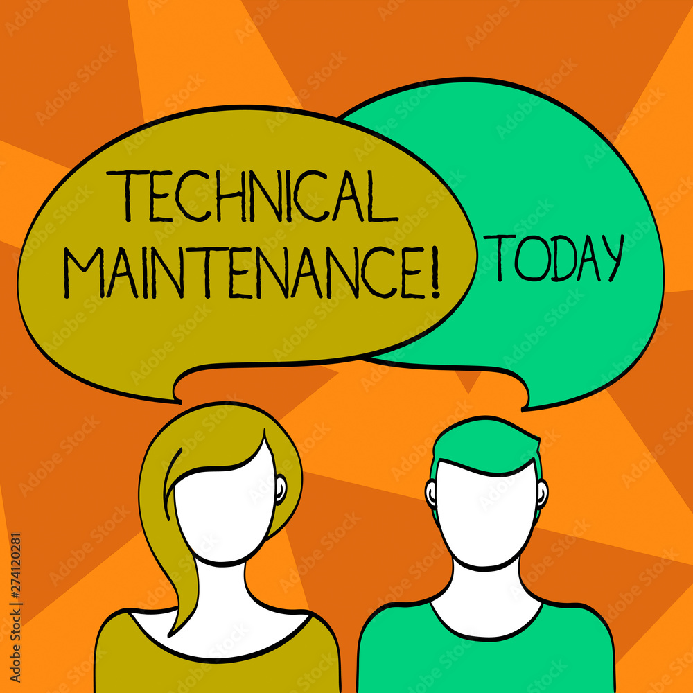 Aufkleber word writing text technical maintenance. business photo showcasing functional checks or replacing of