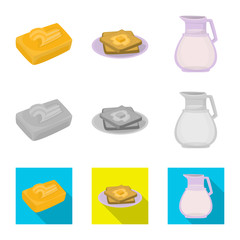 Isolated object of creamy and product sign. Collection of creamy and farm vector icon for stock.