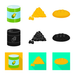 Vector design of cornfield and vegetable icon. Set of cornfield and vegetarian vector icon for stock.