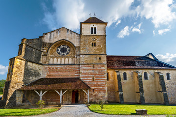 Frontal view at Medieval Abbey of Saint-Jean de Sorde, the important stage in Compostela...